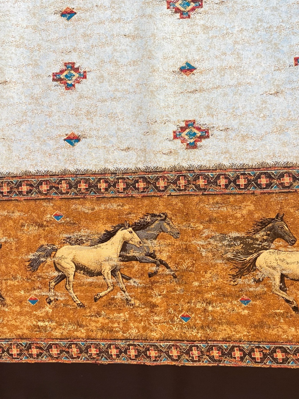 SUNDANCE 5322 Springs Industries Aztec Horse western border print 2 yards New